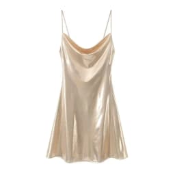 2026 Women's Summer Shiny Gold Silver Slip Dress, Slim Fit Thin Strap Mini Dress, Perfect for Party, Club and Night Out