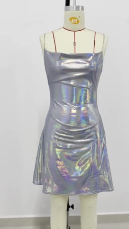 2026 Women's Summer Shiny Gold Silver Slip Dress, Slim Fit Thin Strap Mini Dress, Perfect for Party, Club and Night Out