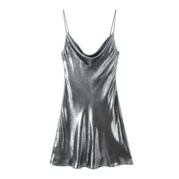 2026 Women's Summer Shiny Gold Silver Slip Dress, Slim Fit Thin Strap Mini Dress, Perfect for Party, Club and Night Out