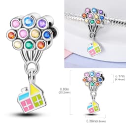925 Sterling Silver Colorful Charms Bead Hot Air Balloon Family House Lover Sparkling Pendants Fit Original Bracelet DIY Jewelry