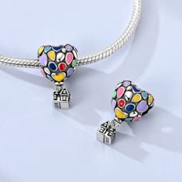 925 Sterling Silver Colorful Charms Bead Hot Air Balloon Family House Lover Sparkling Pendants Fit Original Bracelet DIY Jewelry