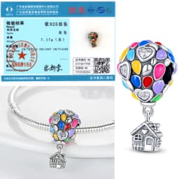 925 Sterling Silver Colorful Charms Bead Hot Air Balloon Family House Lover Sparkling Pendants Fit Original Bracelet DIY Jewelry