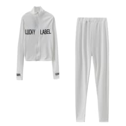 2026 Women's High-Necked 2-Piece Sport Suit with Embroidered Letters And Zipper Detail