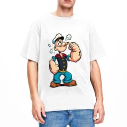 Popeyed the Sailorman T-Shirt Beach  Cotton T-Shirts For Man Custom Logo Tshirt Short Sleeve Vintage Tees