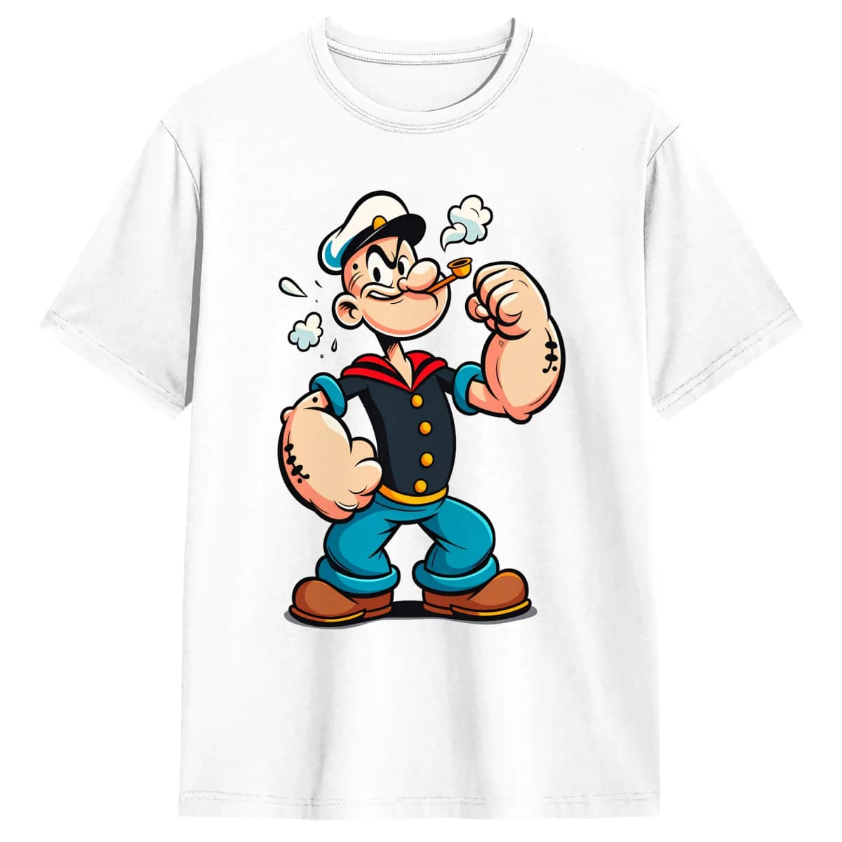 Popeyed the Sailorman T-Shirt Beach  Cotton T-Shirts For Man Custom Logo Tshirt Short Sleeve Vintage Tees