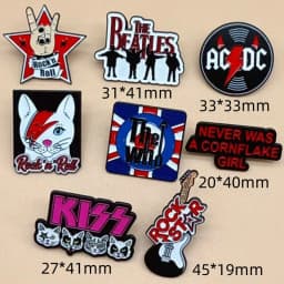 8pcs Unisex Cartoon Rock Music Band Enamel Pin Collection Fashion Lapel Brooches for Backpacks And Costumes