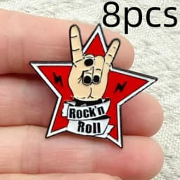 8pcs Unisex Cartoon Rock Music Band Enamel Pin Collection Fashion Lapel Brooches for Backpacks And Costumes