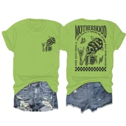 Motherhood T-shirts Vintage Skeleton Rock Mama Life Streetwear Casual Short Sleeve Women's Tshirts Gifts