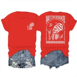 Motherhood T-shirts Vintage Skeleton Rock Mama Life Streetwear Casual Short Sleeve Women's Tshirts Gifts