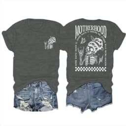 Motherhood T-shirts Vintage Skeleton Rock Mama Life Streetwear Casual Short Sleeve Women's Tshirts Gifts