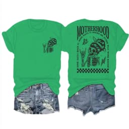 Motherhood T-shirts Vintage Skeleton Rock Mama Life Streetwear Casual Short Sleeve Women's Tshirts Gifts