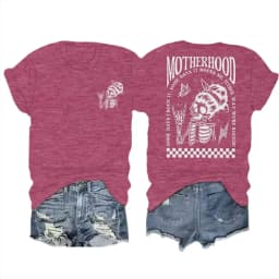 Motherhood T-shirts Vintage Skeleton Rock Mama Life Streetwear Casual Short Sleeve Women's Tshirts Gifts