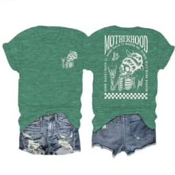 Motherhood T-shirts Vintage Skeleton Rock Mama Life Streetwear Casual Short Sleeve Women's Tshirts Gifts