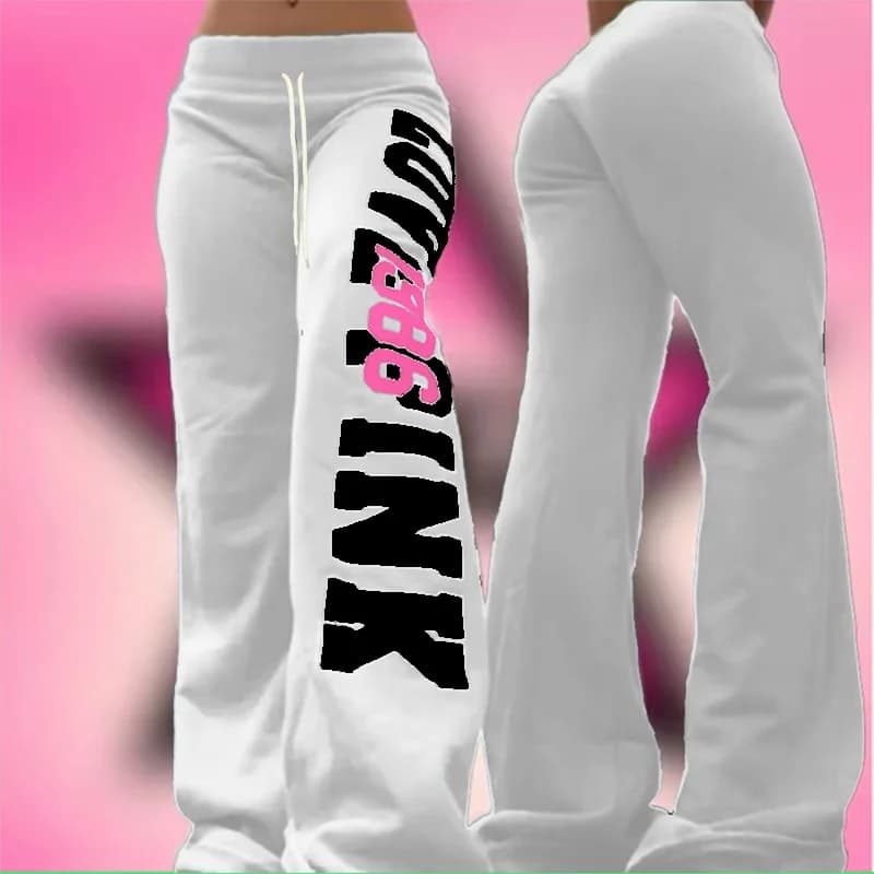 26 American retro letter print casual trousers versatile hot girl style high street Harajuku style women's kids casual trousers