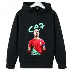 Spring Autumn Casual Children's Hoodie Sports Sweatshirt for Boys and Girls Ronaldo Printed 2-14 Years Fashion Kids Pullover Top