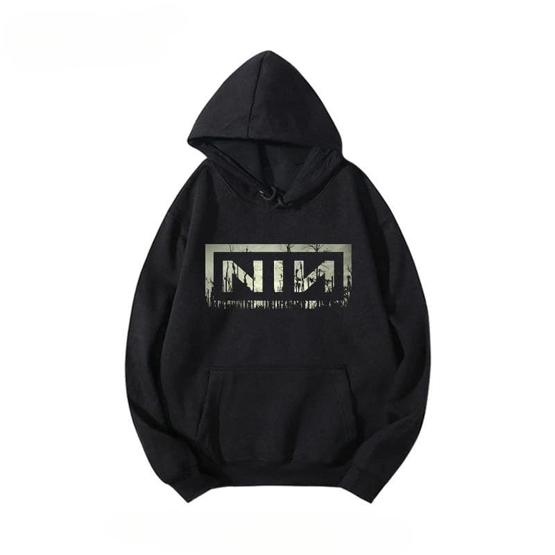 NIN Nine-Inch Nail Industrial Band's European and American Metal Rock Vintage Hoodie and Men's Hoodie Trend