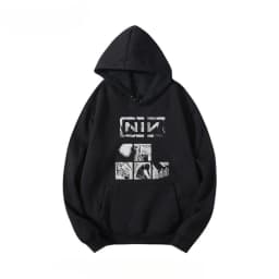 NIN Nine-Inch Nail Industrial Band's European and American Metal Rock Vintage Hoodie and Men's Hoodie Trend