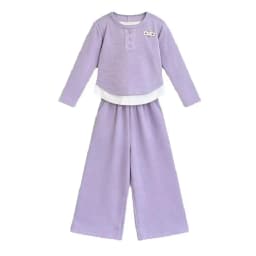 Children's Set 2026 Girls' Spring and Autumn Korean Edition Soft Sticky Fake Two piece Top+Wide Leg Pants Casual Set