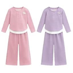 Children's Set 2026 Girls' Spring and Autumn Korean Edition Soft Sticky Fake Two piece Top+Wide Leg Pants Casual Set