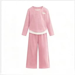 Children's Set 2026 Girls' Spring and Autumn Korean Edition Soft Sticky Fake Two piece Top+Wide Leg Pants Casual Set