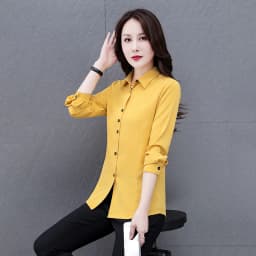 New Women'S Spring And Autumn Collar Long Sleeved Top Fashionable And Versatile Medium To Long Loose Casual Cardigan Shirt