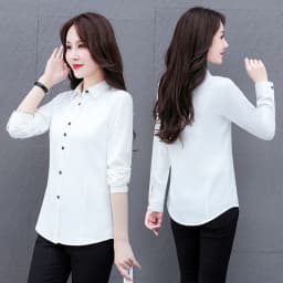 New Women'S Spring And Autumn Collar Long Sleeved Top Fashionable And Versatile Medium To Long Loose Casual Cardigan Shirt