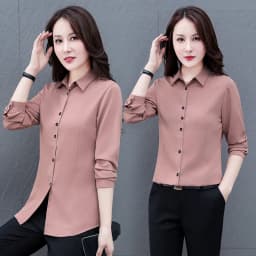 New Women'S Spring And Autumn Collar Long Sleeved Top Fashionable And Versatile Medium To Long Loose Casual Cardigan Shirt