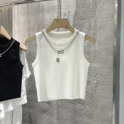 Women Tank Top & Camis New Basic Bottoming Striped Chain Elasticity Vests Summer 2026 Wild Crop Tops