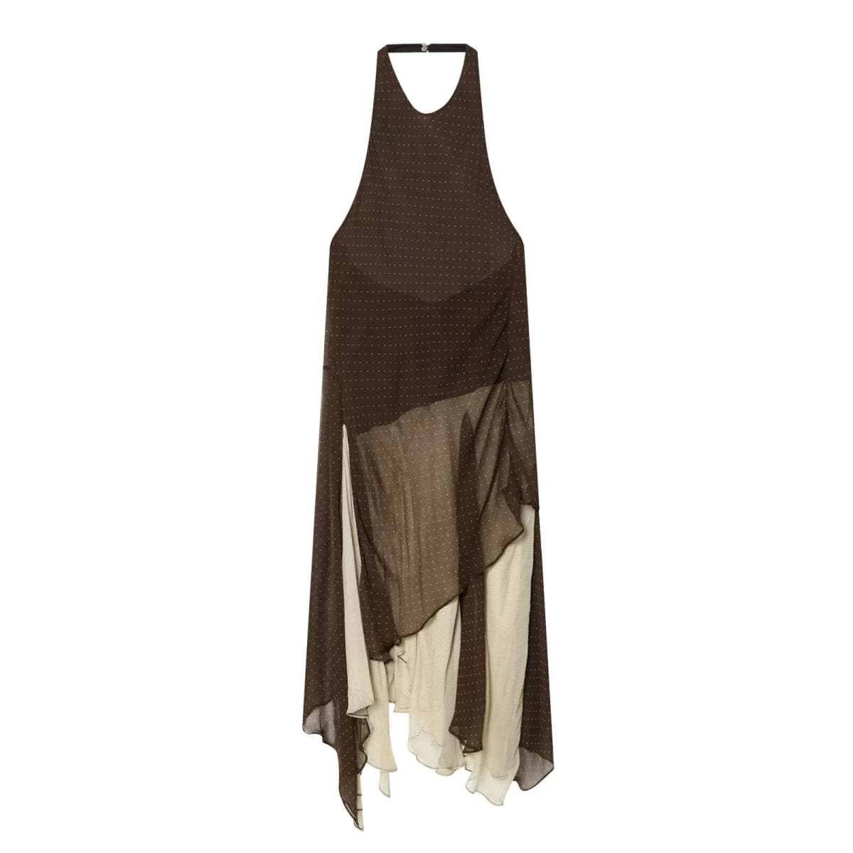 European and American style spring and summer new product women's hanging neck collar asymmetrical splicing dress
