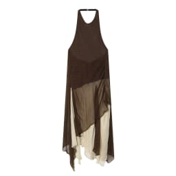 European and American style spring and summer new product women's hanging neck collar asymmetrical splicing dress