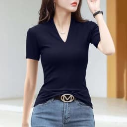 V Neck Short Sleeve Tee Women Hot Girl Fashion Slim Fit Soft Casual Short Sleeve Tops Streetwear Style for Daily Summer Outfits