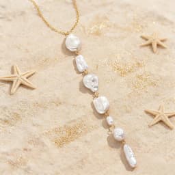 Baroque Pearl Y-Shape Necklace for Women Long Tassel Design Luxurious Bohemian Style Versatile Collarbone Chain for Beach Vacati