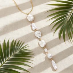 Baroque Pearl Y-Shape Necklace for Women Long Tassel Design Luxurious Bohemian Style Versatile Collarbone Chain for Beach Vacati