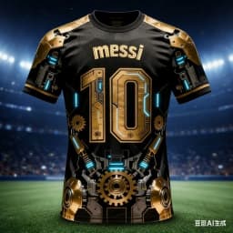 AI Jersey # 10 Messi Tech Sense Printed T-shirt Outdoor Fitness Training Sportswear Summer Men's Children's T-shirt Large Size