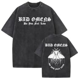 Bad Omens Do You Feel Love Tour 2026 Vintage Washed T Shirt Gothic Rock Band Concert Tshirts Men Women Fashion Oversized T-shirt
