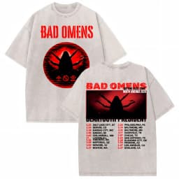 Bad Omens Do You Feel Love Tour 2026 Vintage Washed T Shirt Gothic Rock Band Concert Tshirts Men Women Fashion Oversized T-shirt
