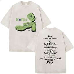 Korn Tour 2026 Merch Vintage Washed T Shirt Fan Gifts Metal Gothic Rock Band T Shirts Men Casual Oversized Short Sleeve T-shirt