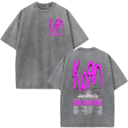 Korn Tour 2026 Merch Vintage Washed T Shirt Fan Gifts Metal Gothic Rock Band T Shirts Men Casual Oversized Short Sleeve T-shirt