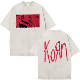 Korn Tour 2026 Merch Vintage Washed T Shirt Fan Gifts Metal Gothic Rock Band T Shirts Men Casual Oversized Short Sleeve T-shirt