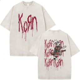 Korn Tour 2026 Merch Vintage Washed T Shirt Fan Gifts Metal Gothic Rock Band T Shirts Men Casual Oversized Short Sleeve T-shirt