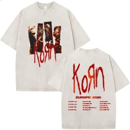 Korn Tour 2026 Merch Vintage Washed T Shirt Fan Gifts Metal Gothic Rock Band T Shirts Men Casual Oversized Short Sleeve T-shirt
