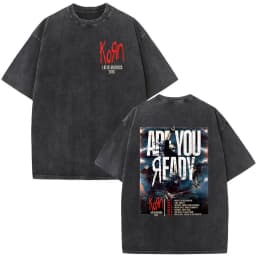Korn Tour 2026 Merch Vintage Washed T Shirt Fan Gifts Metal Gothic Rock Band T Shirts Men Casual Oversized Short Sleeve T-shirt