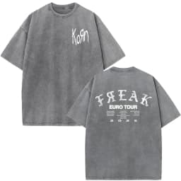 Korn Tour 2026 Merch Vintage Washed T Shirt Fan Gifts Metal Gothic Rock Band T Shirts Men Casual Oversized Short Sleeve T-shirt