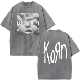Korn Tour 2026 Merch Vintage Washed T Shirt Fan Gifts Metal Gothic Rock Band T Shirts Men Casual Oversized Short Sleeve T-shirt