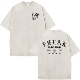 Korn Tour 2026 Merch Vintage Washed T Shirt Fan Gifts Metal Gothic Rock Band T Shirts Men Casual Oversized Short Sleeve T-shirt