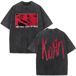 Korn Tour 2026 Merch Vintage Washed T Shirt Fan Gifts Metal Gothic Rock Band T Shirts Men Casual Oversized Short Sleeve T-shirt