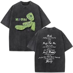 Korn Tour 2026 Merch Vintage Washed T Shirt Fan Gifts Metal Gothic Rock Band T Shirts Men Casual Oversized Short Sleeve T-shirt