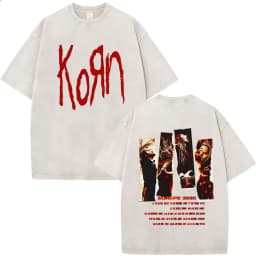 Korn Tour 2026 Merch Vintage Washed T Shirt Fan Gifts Metal Gothic Rock Band T Shirts Men Casual Oversized Short Sleeve T-shirt