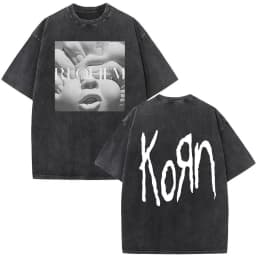 Korn Tour 2026 Merch Vintage Washed T Shirt Fan Gifts Metal Gothic Rock Band T Shirts Men Casual Oversized Short Sleeve T-shirt