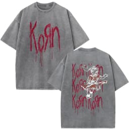 Korn Tour 2026 Merch Vintage Washed T Shirt Fan Gifts Metal Gothic Rock Band T Shirts Men Casual Oversized Short Sleeve T-shirt
